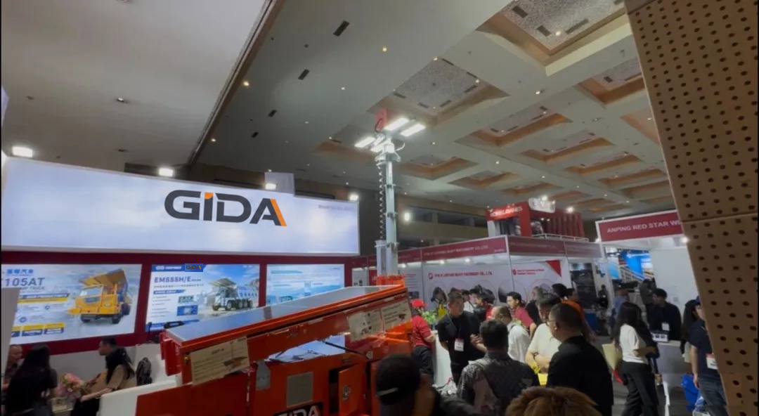 Visitors viewing the GIDA light tower during the exhibition